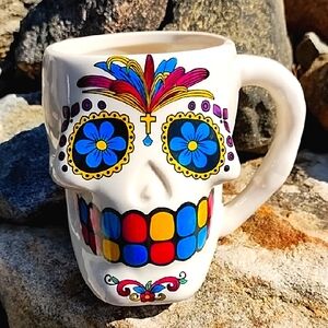 New Ceramic Colorful Sugar Skull Mug "La Muerte"